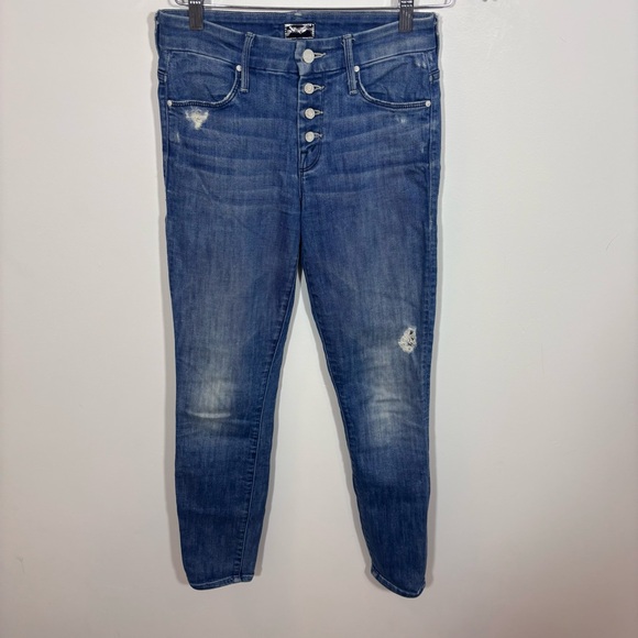 Mother The Pixie Jean in Graffiti Girl Size 25 Distressed Button Fly - Picture 2 of 14